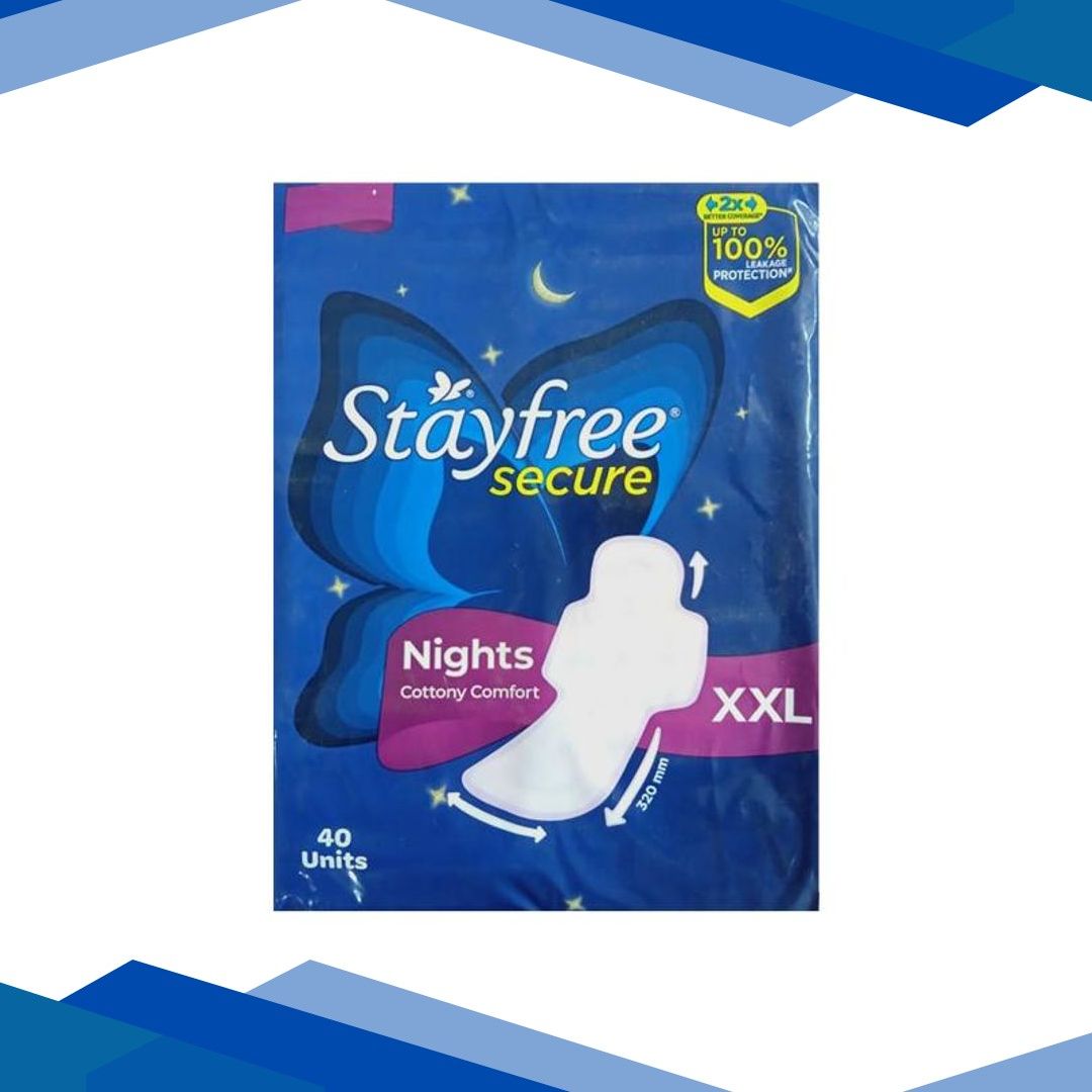Stayfree Secure Nights Cotton Soft Comfort Pads XXL 40’s