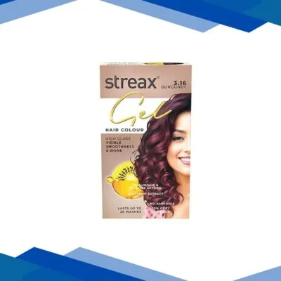 Streax Gel Hair Colour for women, Burgundy 3.16, No ammonia hair color, 100% grey coverage 150 ml
