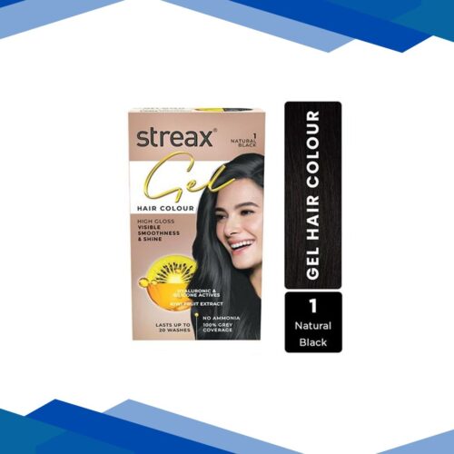 Streax Gel Hair Colour for women, Natural Black 1, No ammonia hair color, 100% grey coverage 150 ml
