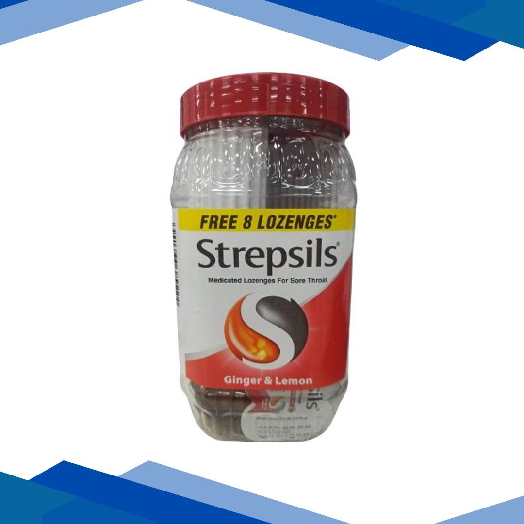 Strepsils Lozenges – Ginger & Lemon 120’s + 8’s Free