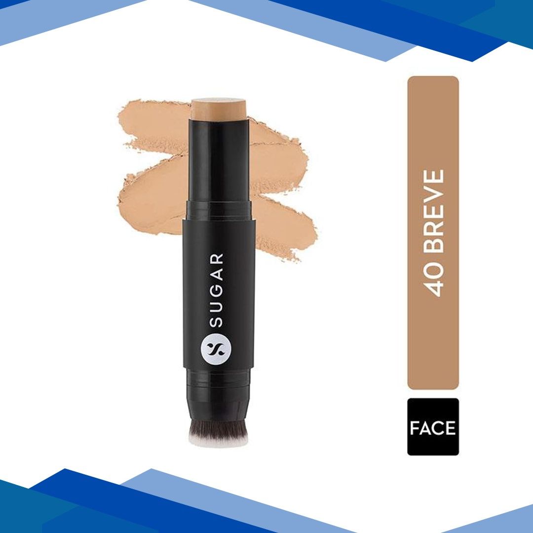 SUGAR Cosmetics Ace Of Face Foundation Stick – 40 Breve (Medium Beige Warm Undertone) 12 gm