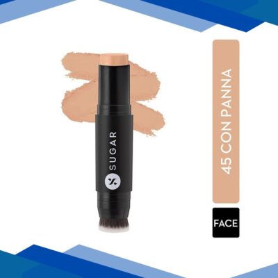 SUGAR Cosmetics Ace Of Face Foundation Stick – 45 Con Panna (Medium Beige Golden Undertone) 12 gm