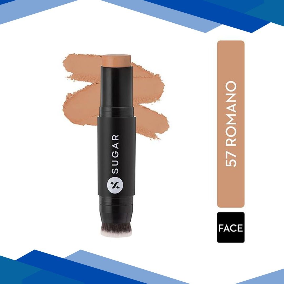 SUGAR Cosmetics Ace Of Face Foundation Stick – 57 Romano (Medium Deep Olive Undertone) 12 gm