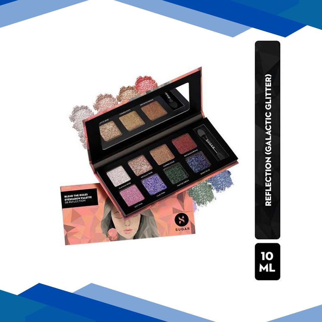 Sugar Cosmetics Blend The Rules Eyeshadow Palette – 08 Reflection (Galactic Glitter) 10.4 gm