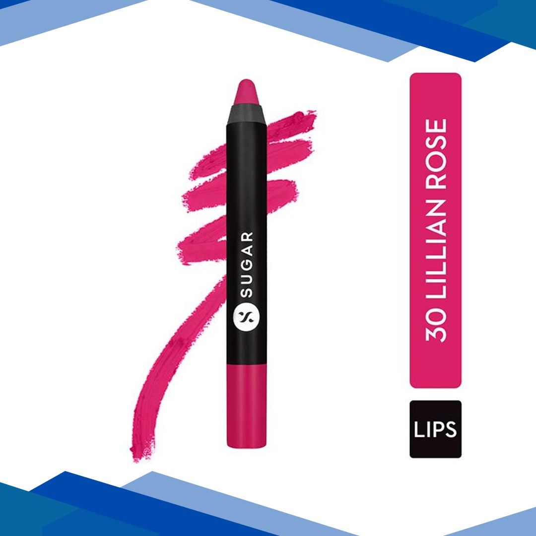 SUGAR Cosmetics Matte As Hell Crayon Lipstick – 30 Lillian Rose (Magenta) 2.8 gm