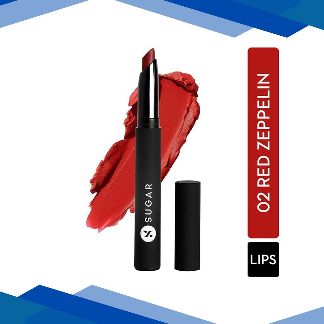 SUGAR Cosmetics Matte Attack Transferproof Lipstick – 02 Red Zeppelin (Chilli Red) 2 gm
