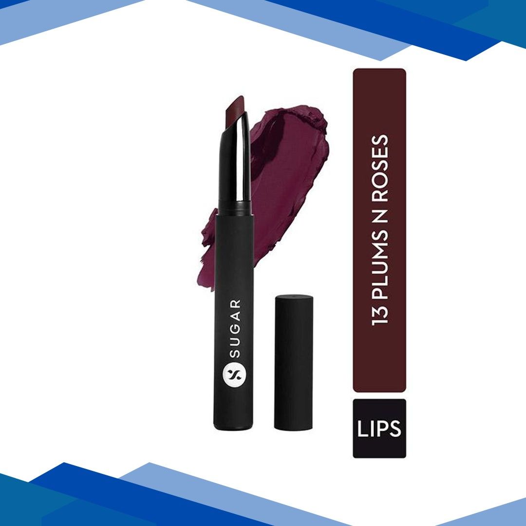 SUGAR Cosmetics Matte Attack Transferproof Lipstick – 13 Plums N Roses (Deep Reddish Plum) 2 gm