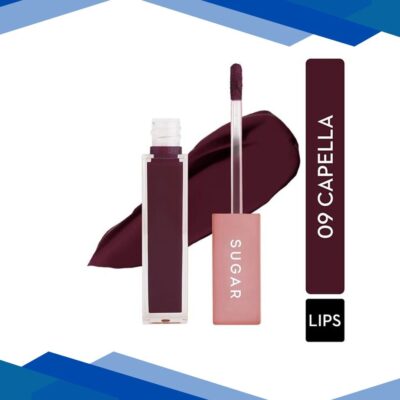 SUGAR Cosmetics Mettle Liquid Lipstick – 09 Capella (Dark Plum) 7 gm
