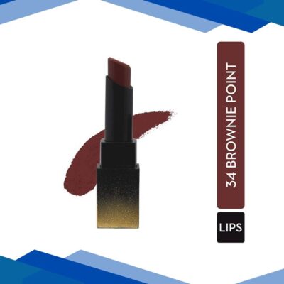 SUGAR Cosmetics Nothing Else Matter Longwear Lipstick – 34 Brownie Point (Brown Toned Burnt Orange/Reddish Brown) 3.5 gm