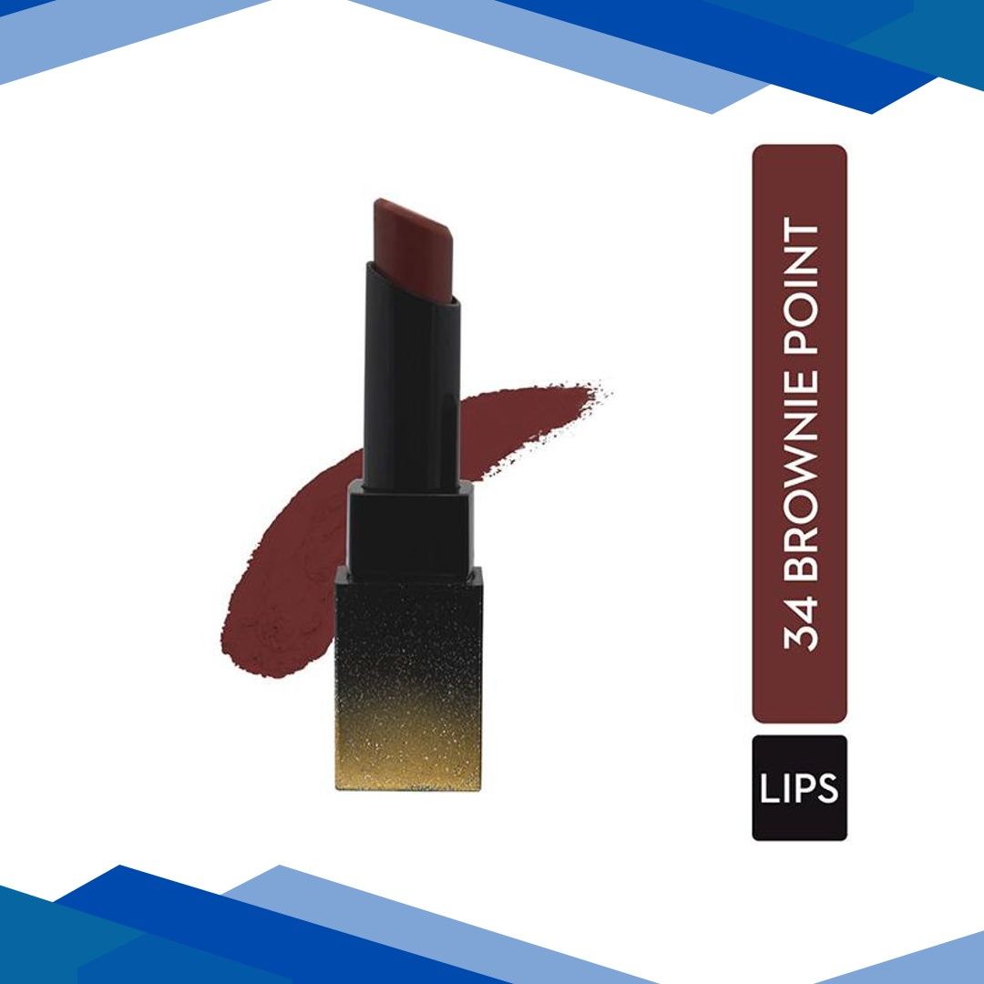 SUGAR Cosmetics Nothing Else Matter Longwear Lipstick – 34 Brownie Point (Brown Toned Burnt Orange/Reddish Brown) 3.5 gm