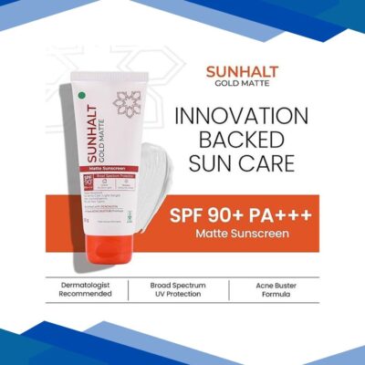 SUNHALT GOLD MATTE SPF 90+ PA+++ UVA/UVB/IR/BROAD SPECTRUM Sunscreen 50g