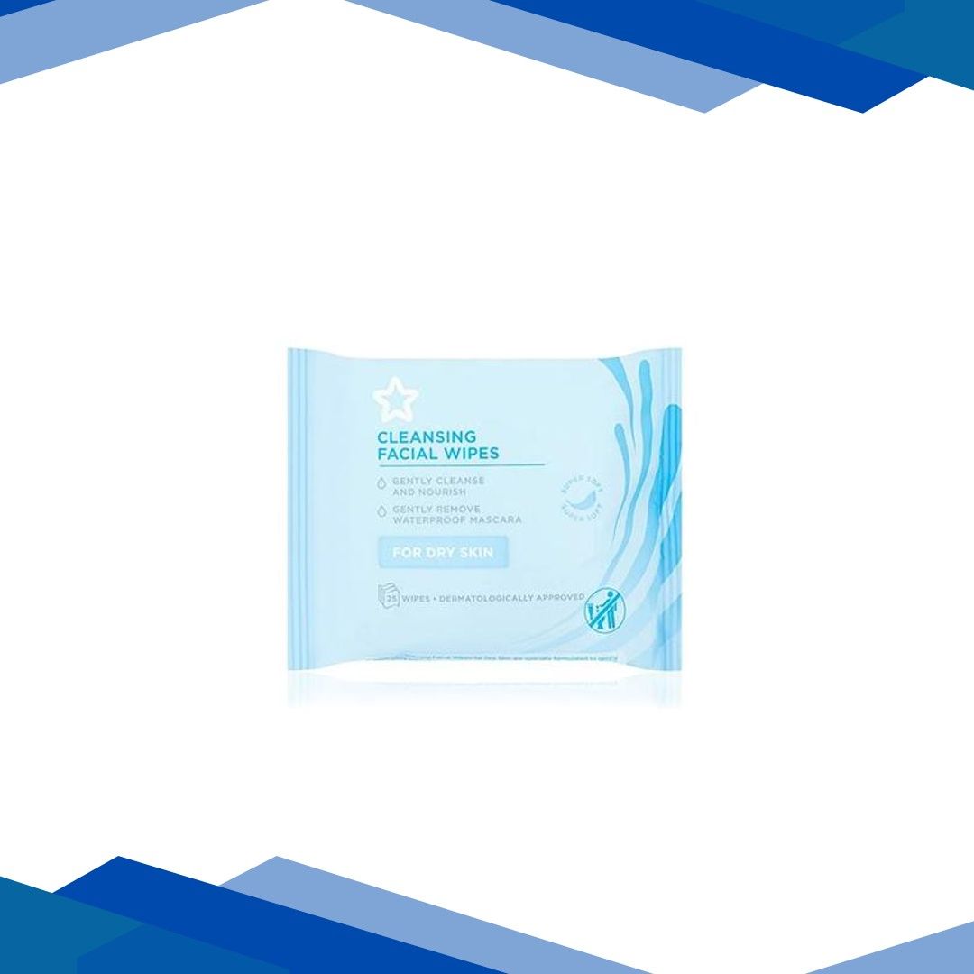 Superdrug Essential Facial Cleansing Wipes X25 (For Dry & Sensitive Skin Care) 1’s