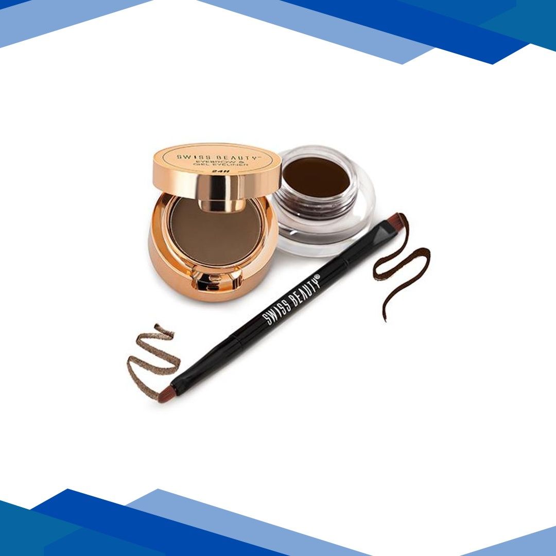 Swiss Beauty 2-In-1 Eyebrow & Gel Eyeliner – Brown 7 gm