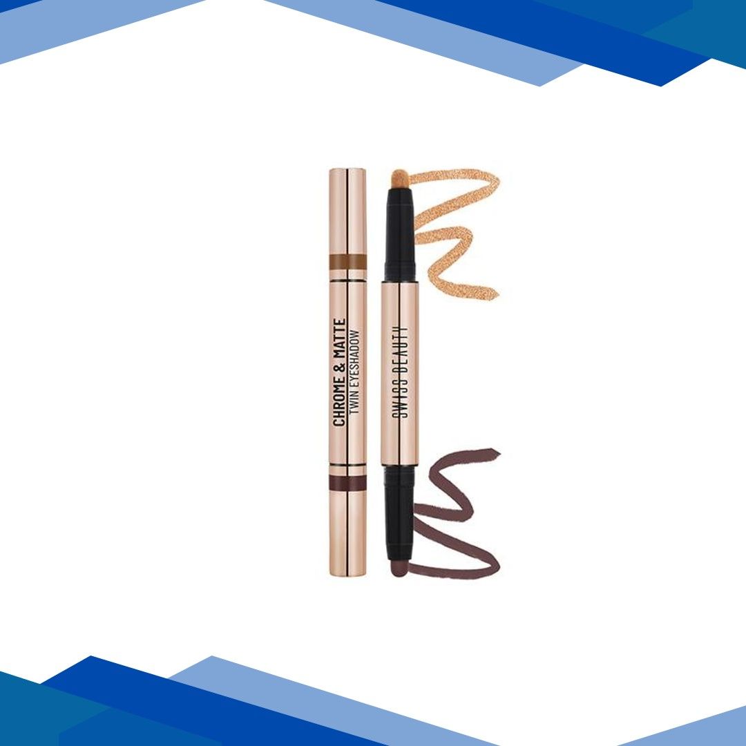 Swiss Beauty Chrome and Matte Twin Eyeshadow-Cinnamon Crush 2 gm