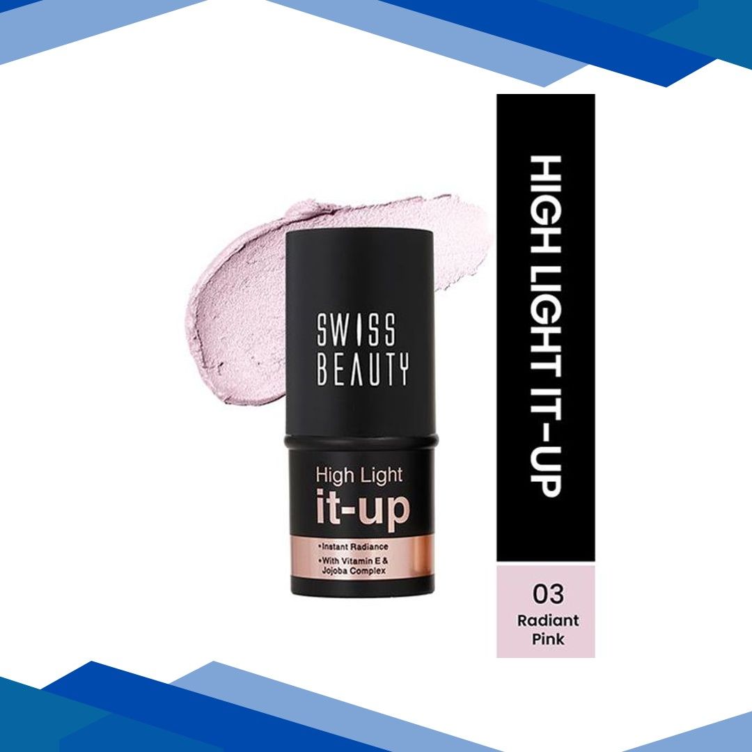 Swiss Beauty High Light It-Up Highlighter, with Vitamin E & Jojoba Complex 3-Radiant Pink 8 gm
