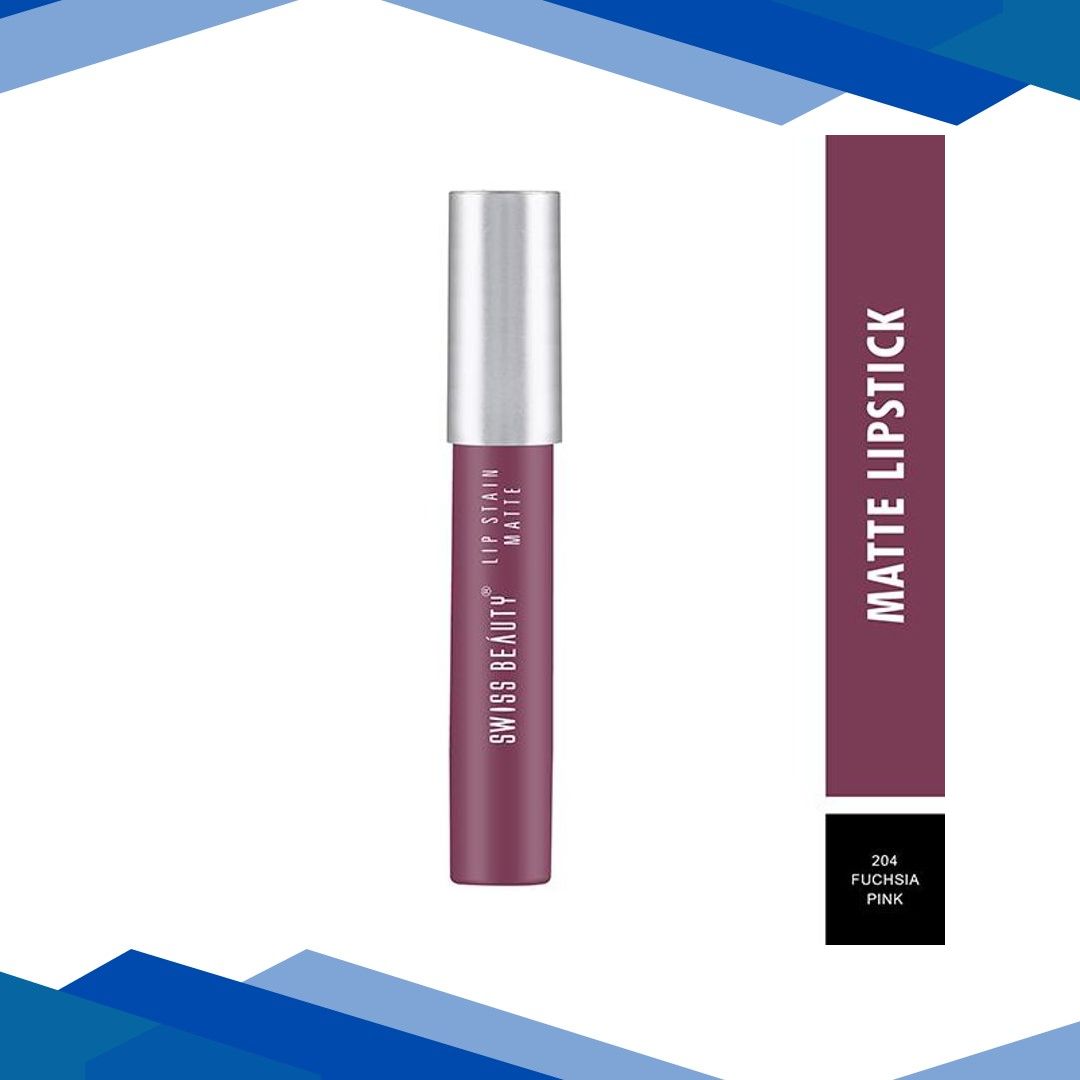 Swiss Beauty Lip Stain Matte Longwear Rich Colour Payoff Fuchsia Pink 3.4gm