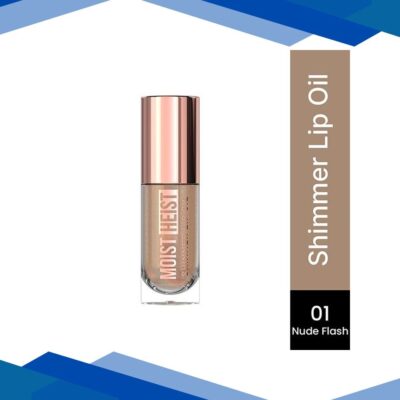 Swiss Beauty Moist Heist Shimmer Lip Oil, Luminous Shine, Hydrating, Lightweight -1 Nude Flash 4.8 gm
