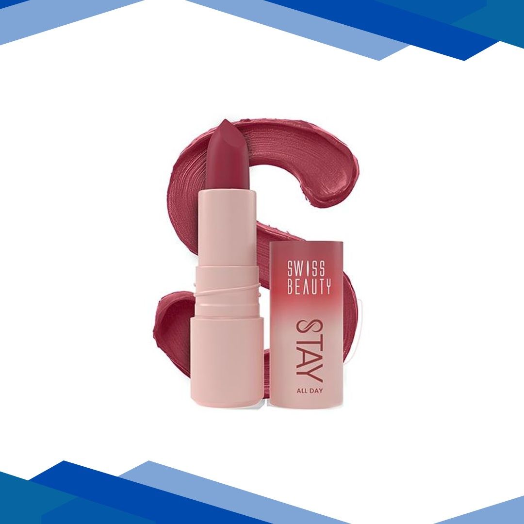Swiss Beauty Stay All Day Lipstick ,12-Hrs Stay, Matte Finish with Vitamin E & Shea Butter -3 Chirpy 4 gm