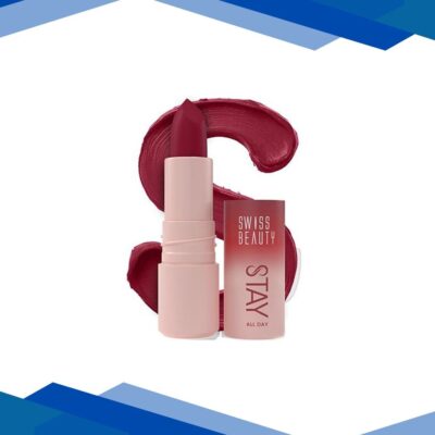 Swiss Beauty Stay All Day Lipstick ,12-Hrs Stay, Matte Finish with Vitamin E & Shea Butter -4 Fancy 4 gm
