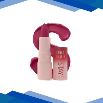 Swiss Beauty Stay All Day Lipstick ,12-Hrs Stay, Matte Finish with Vitamin E & Shea Butter -6 Flirty 4 gm