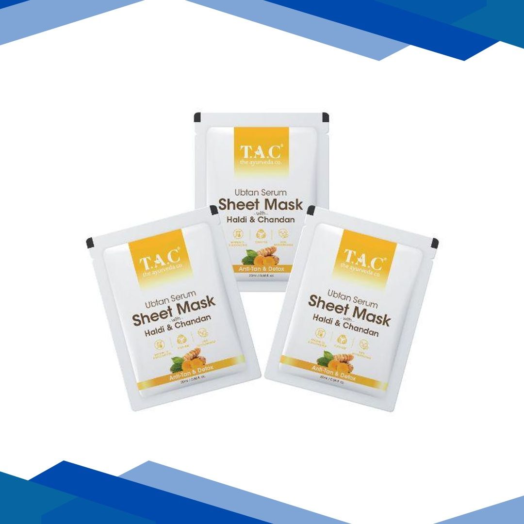 TAC The Ayurveda Co. Sheet Mask – Ubtan Serum (Pack of 3) 1’s