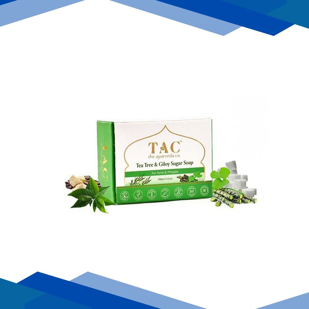 TAC The Ayurveda Co. Tea Tree & Giloy Sugar Soap (Pack of 3 x 100 gm)