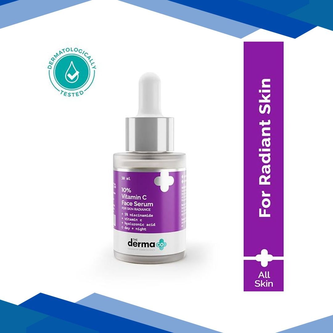 The Derma Co. 10 Percent Vitamin C Face Serum for Skin Radiance Day + Night 30 ml