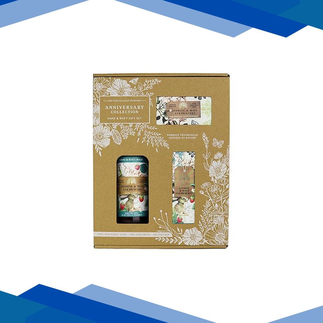 The English Soap Company – Anniversary Jasmine & Wild Strawberry Hand & Body Gift Set 1’s
