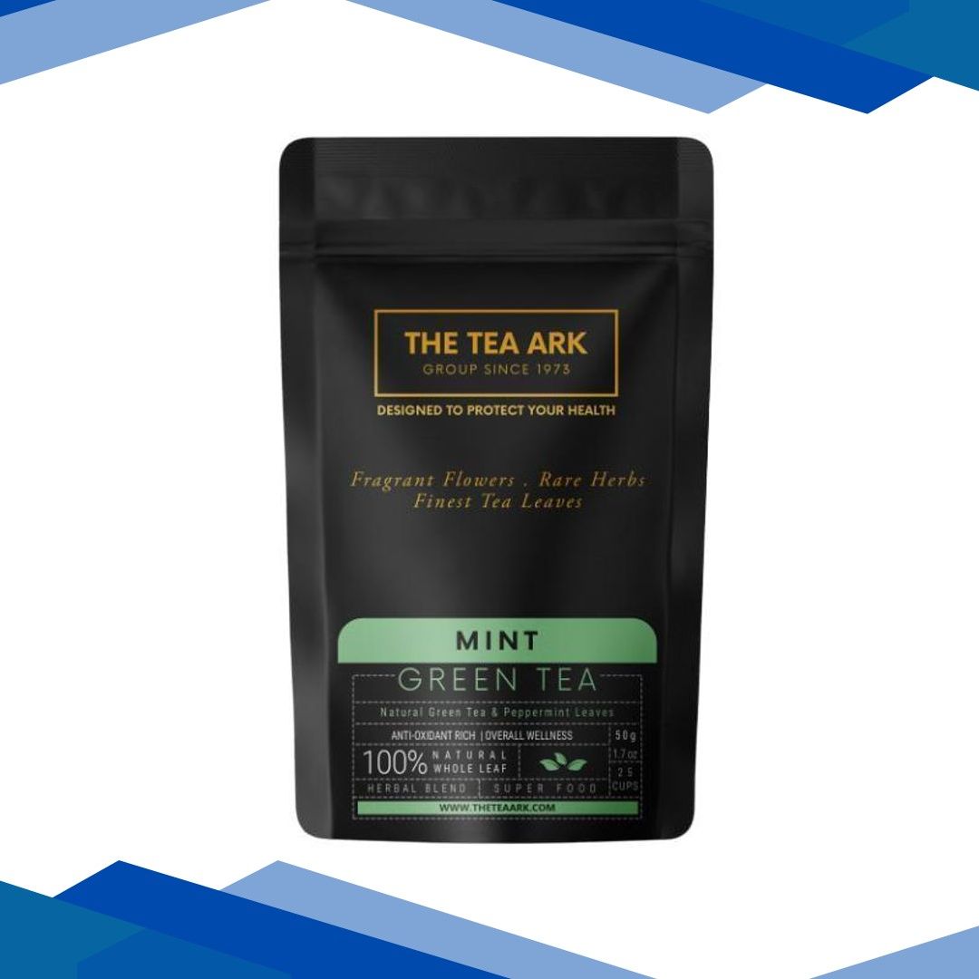 The Tea Ark Green Tea Powder – Organic Mint 50 gm (Pouch)