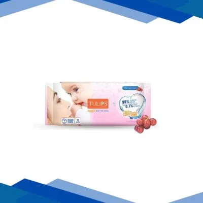 Tulips Sensitive Baby Wet Wipes Grape Fruit Extract Special Newborn formula Moisturizer 72’s
