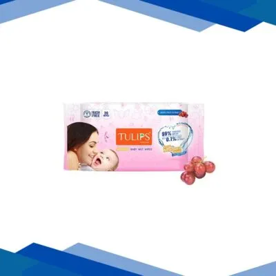 Tulips Sensitive Baby Wet Wipes Grape Fruit Extract Special newborn formula with Moisturizer 20’s