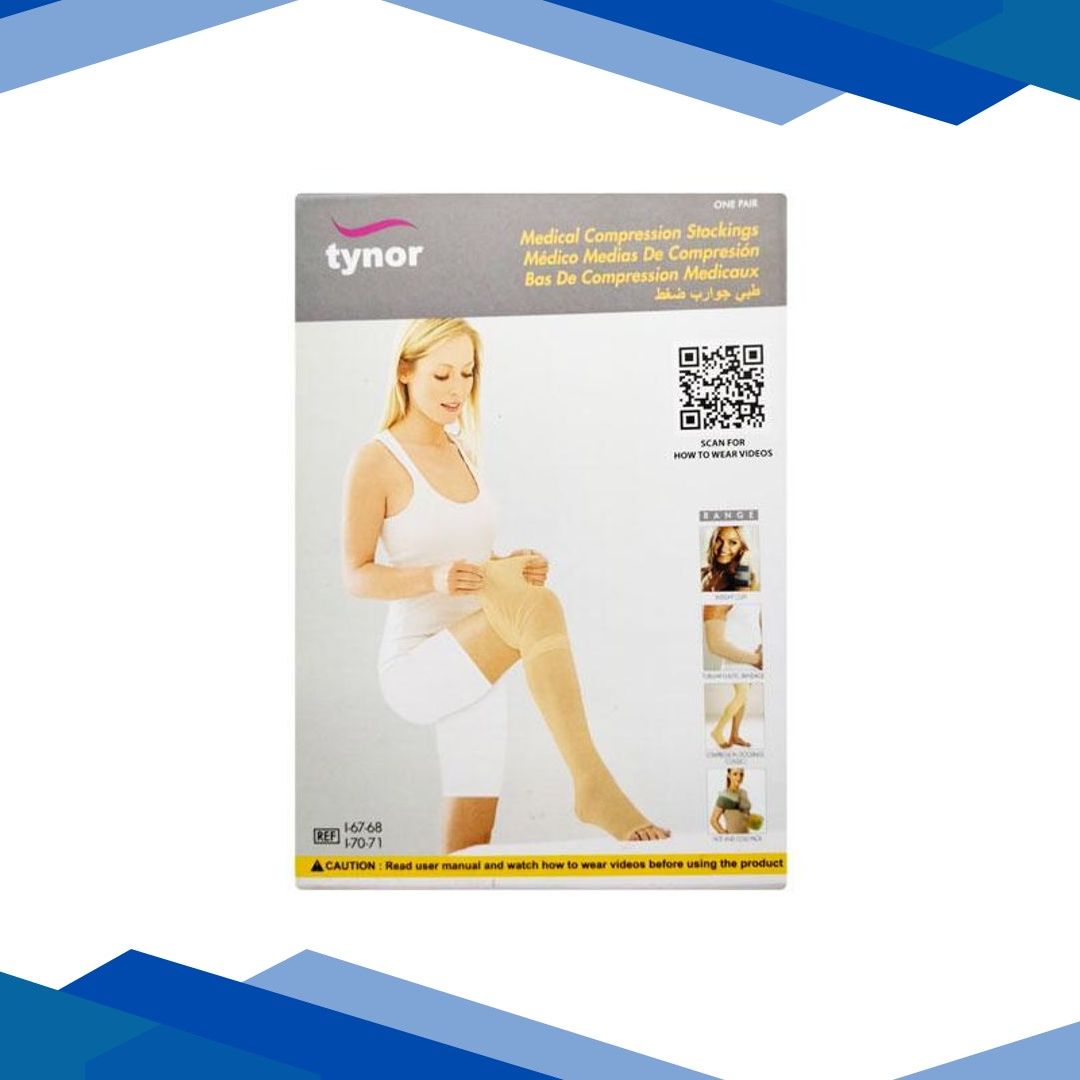 Tynor Medical Compression Stocking Thigh High Class 2 – Beige (M) 1’s