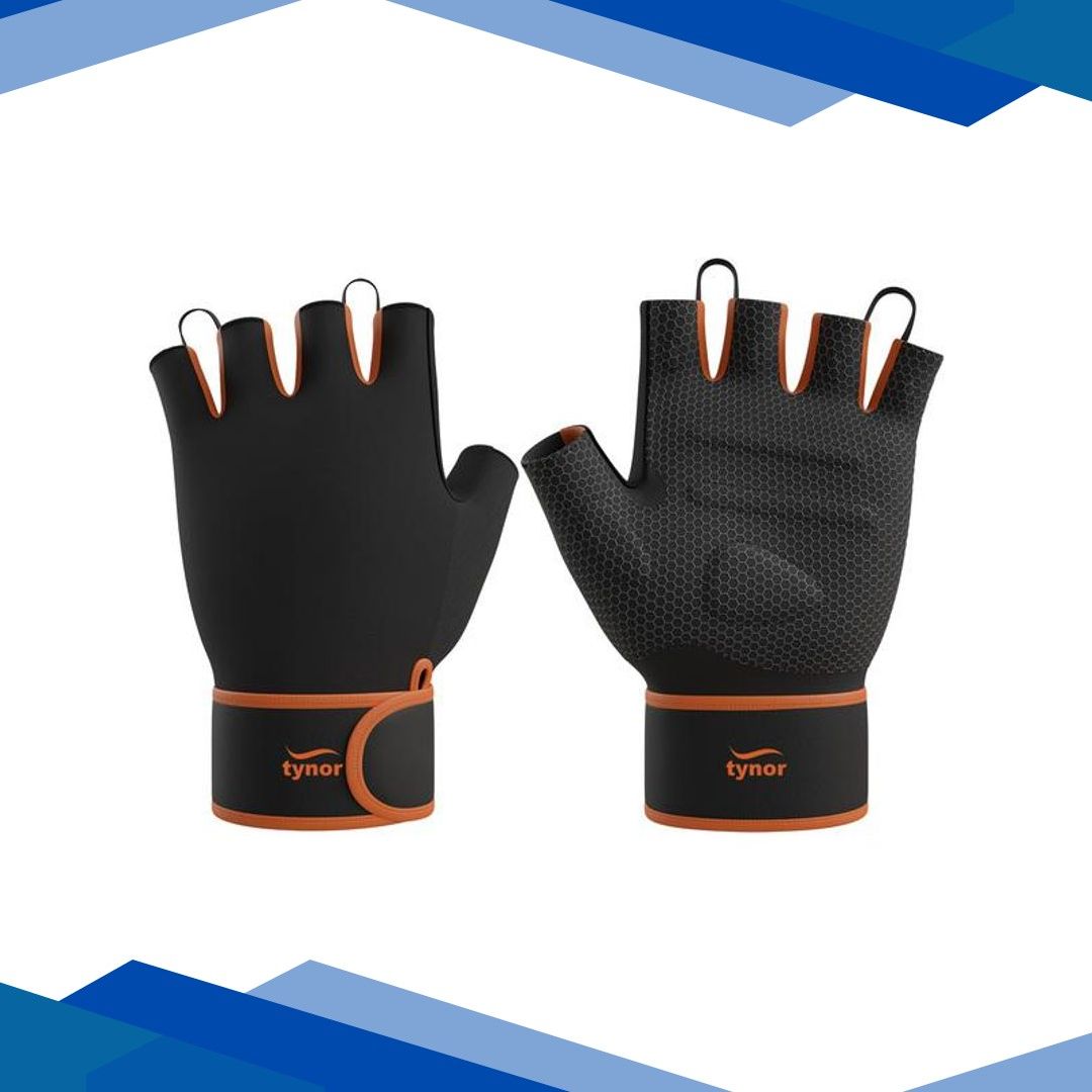 Tynor Sport Grip Gym Gloves with Support – Black & Orange (S) 1’s