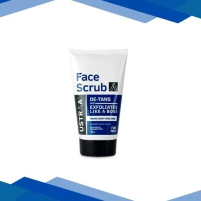 Ustraa Men’s Face Scrub for De-Tans & Exfoliates with Garden Cress & Vitamin C 100gm