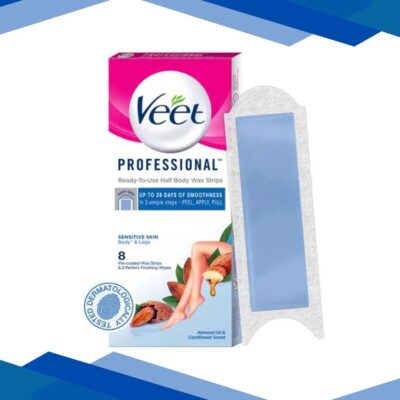 Veet Professional Half Body Wax Strips (Sensitive Skin) 8’s with Perfect Finishing Wipes 2’s