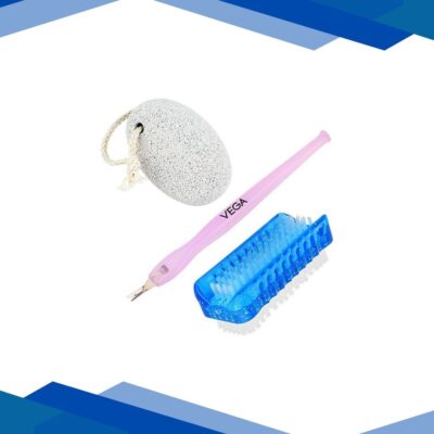 Vega Pumice Stone, Nail Brush, Cuticle Trimmer & Pusher, 3 Pieces (VCP-04) 1’s