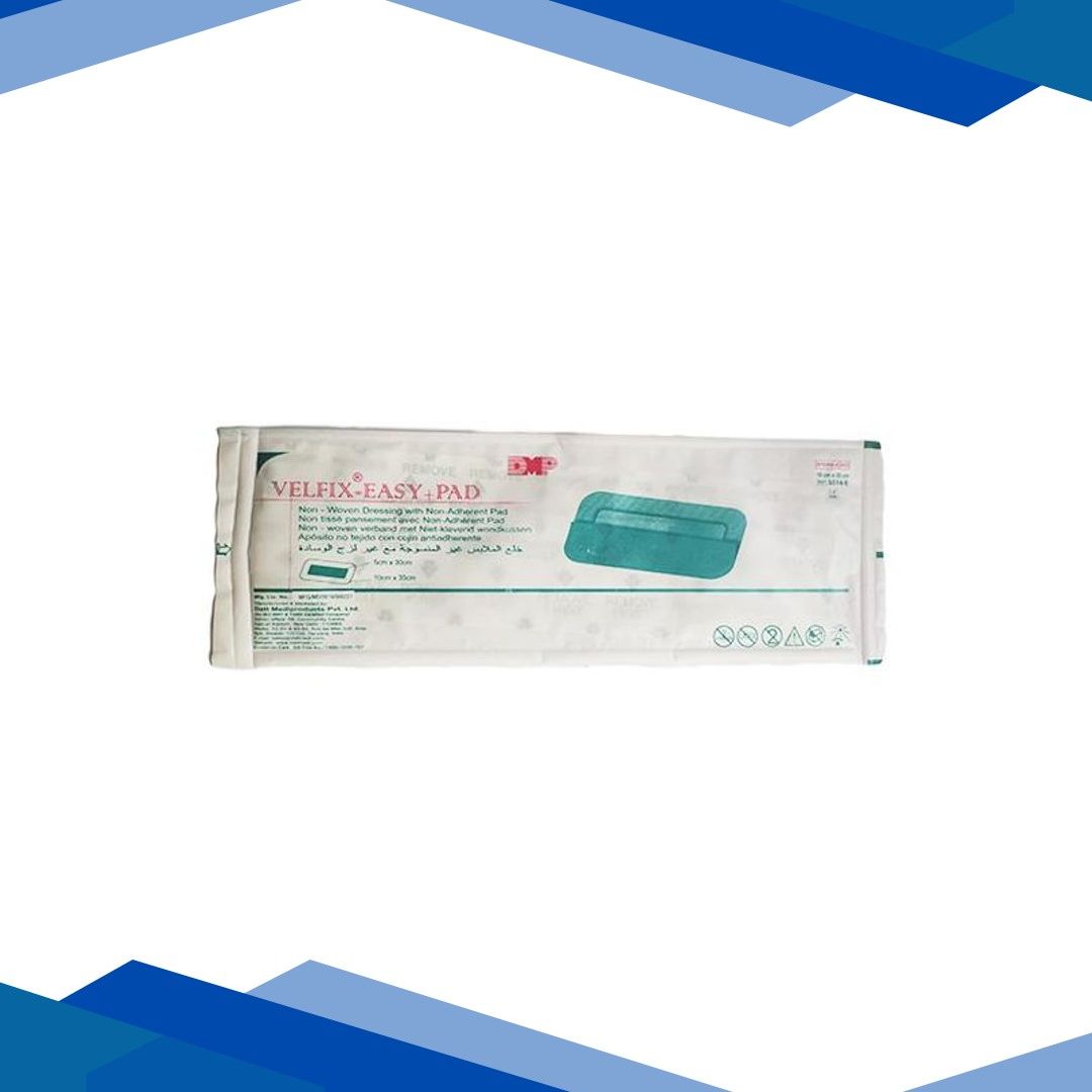 Velfix – Easy + Pad Non Woven Dressing with Non Adherent Pad (5509E) (10 cm x 25 cm) 1’s