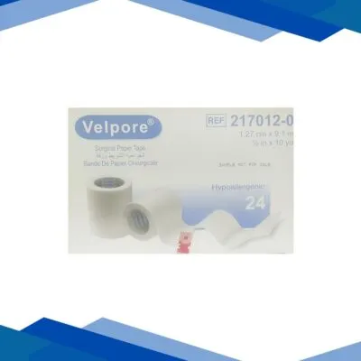 Velpore Surgical Paper Tape (217012 – 0) (1/2 inch x 9.1 mtr) 24’s