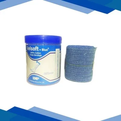 Velsoft Blue Cotton Crepe Bandage (205050) (5 cm x 4 mtr) 1’s