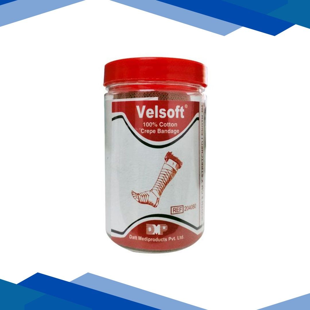 Velsoft Cotton Crepe Bandage (204080) (8 cm x 4 mtr) 1’s