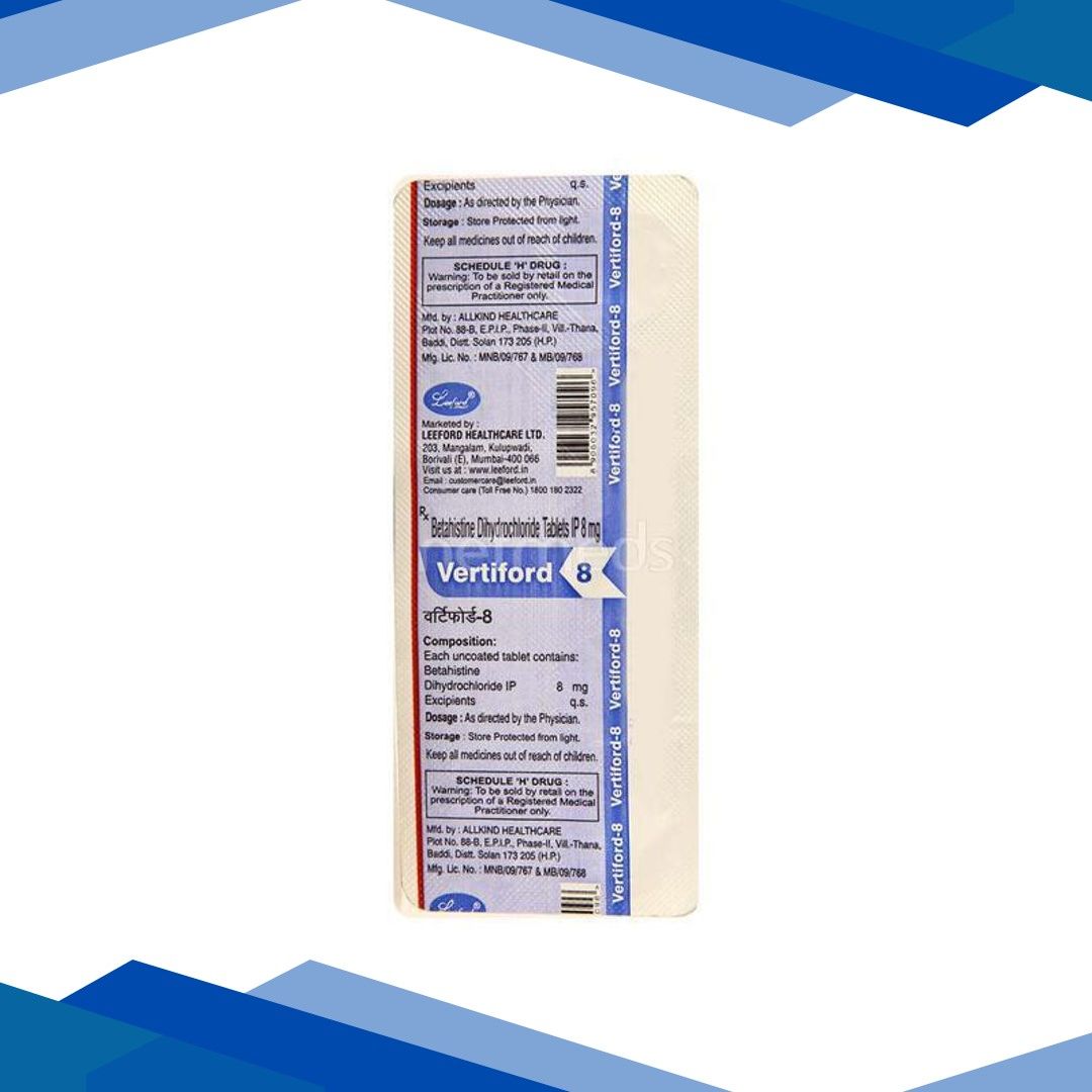 Vertiford 8mg Tablet 10’S
