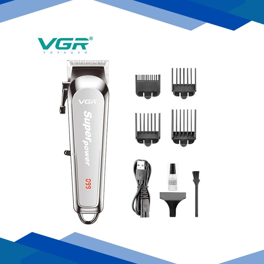 VGR V-060 Digital LED display Professional hair Trimmer (Silver) 1’s