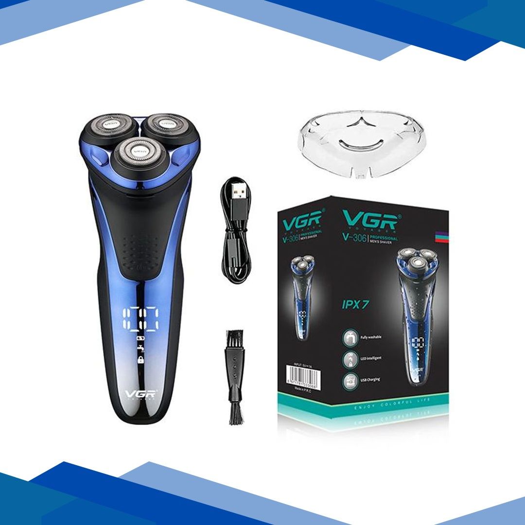 VGR V-306 Wet and Dry Shaver, 300 min Runtime (Blue) 1’s