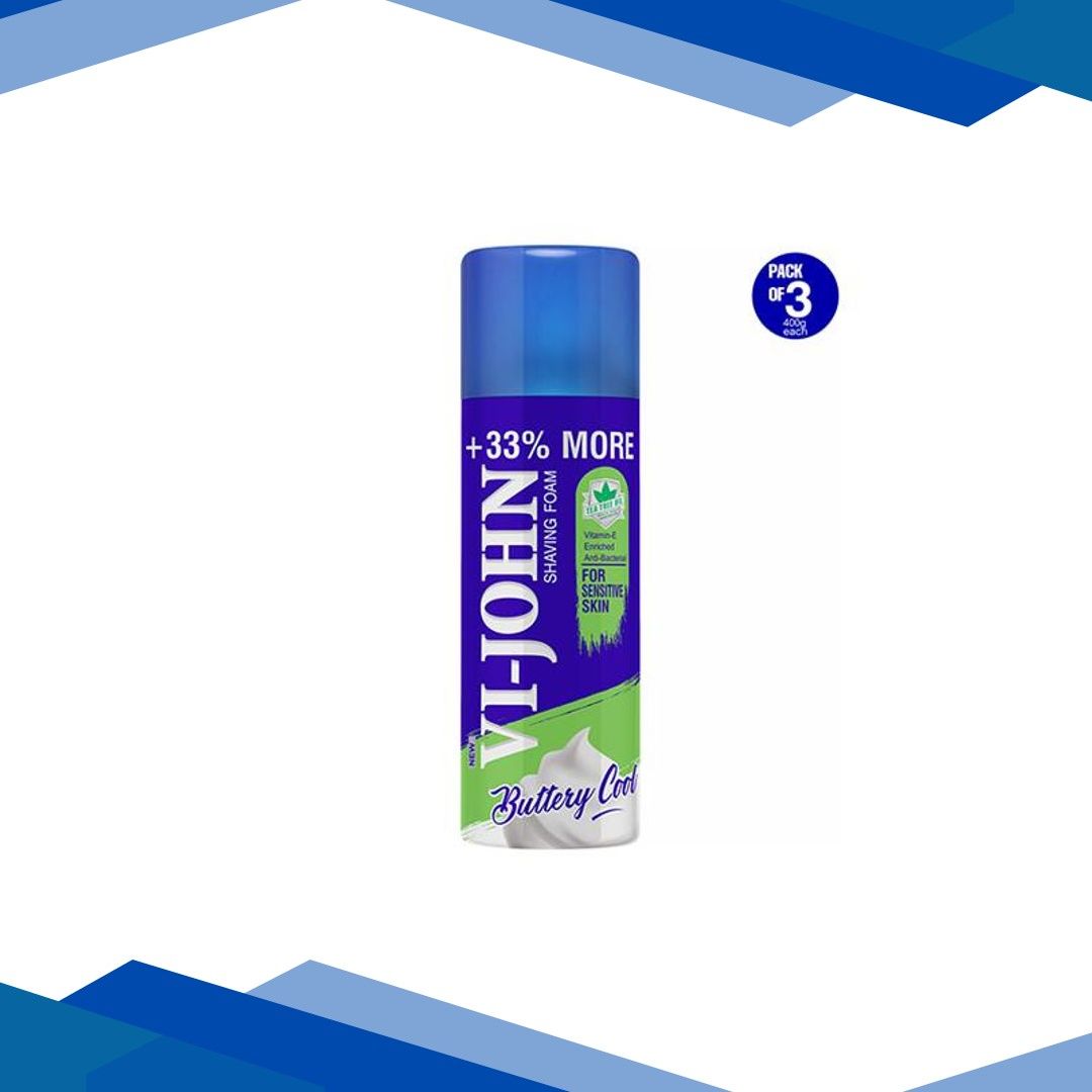 VI-JOHN Sensitive Skin Shaving Foam For Men 400ml 3’s