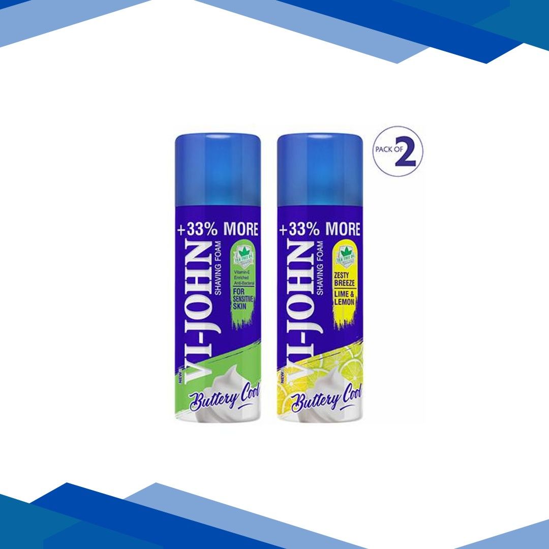 Vi-John Tea Tree Shaving Foam – Vitamin E – Pack of 2 x 400 gm