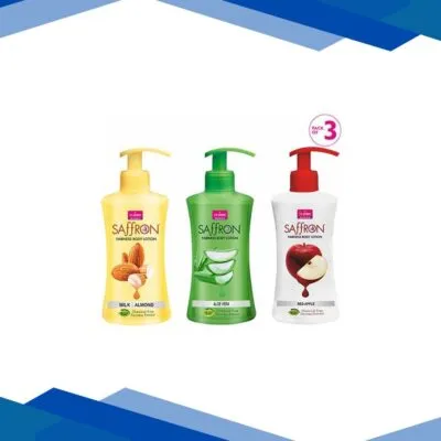 Vi-John Women Saffron Fairness Body Lotion Combo (Red Apple + Aloevera + Milk&Almond) Pack of 3 x 250 ml