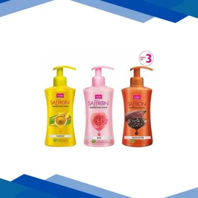 Vi-John Women Saffron Fairness Body Lotion (Rose + Turmeric + Cocoa Butter) – Pack of 3 x 250 ml
