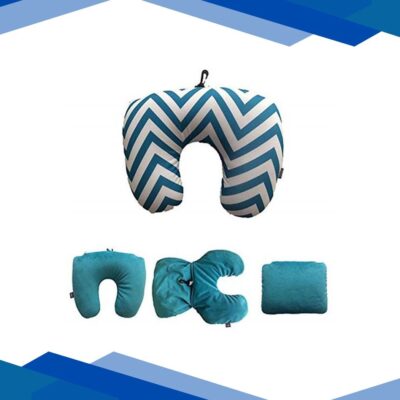 VIAGGI 2 in 1 Microbeads Convertible Neck Pillow- White & Blue