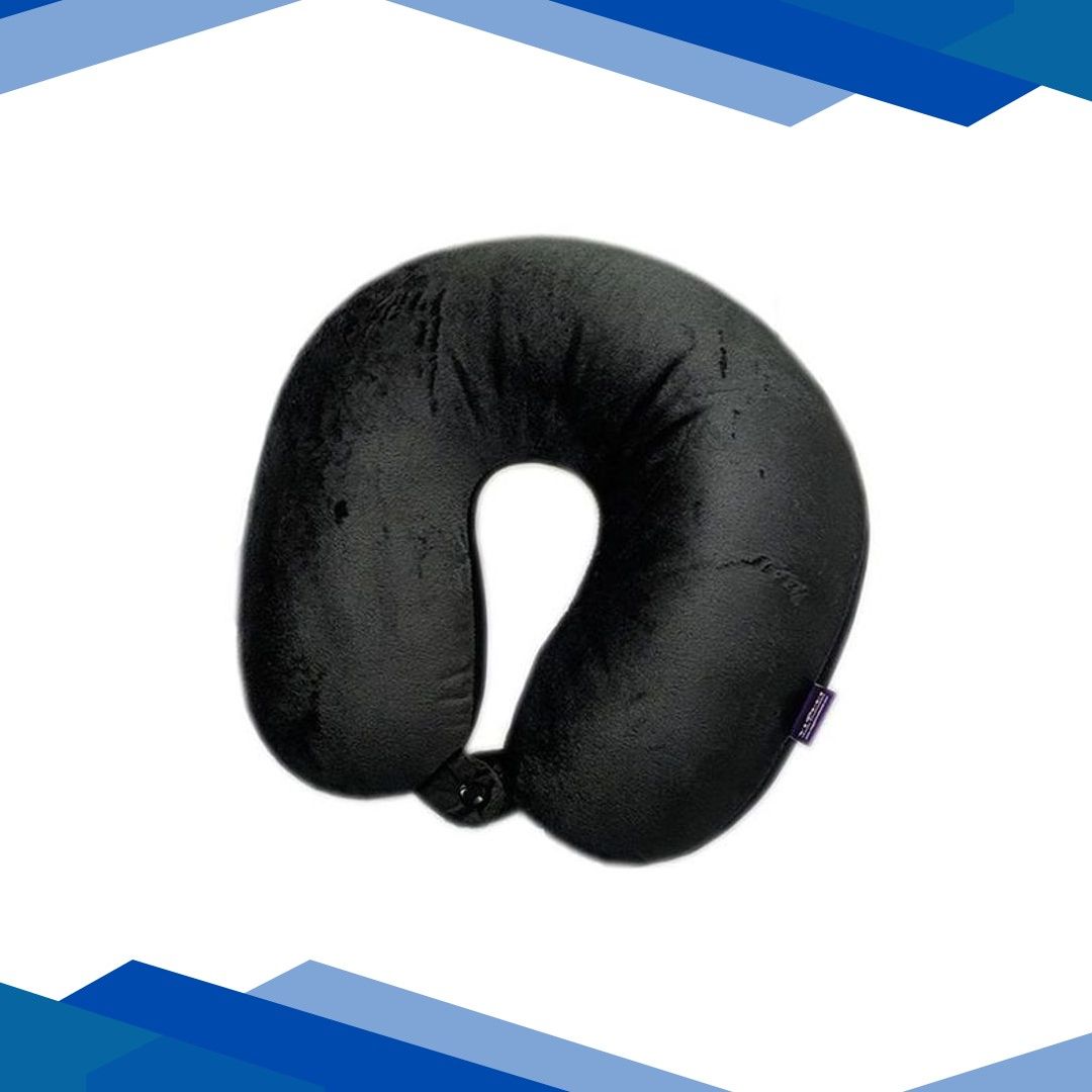 VIAGGI Microbead Travel Neck Pillow with Fleece – Black