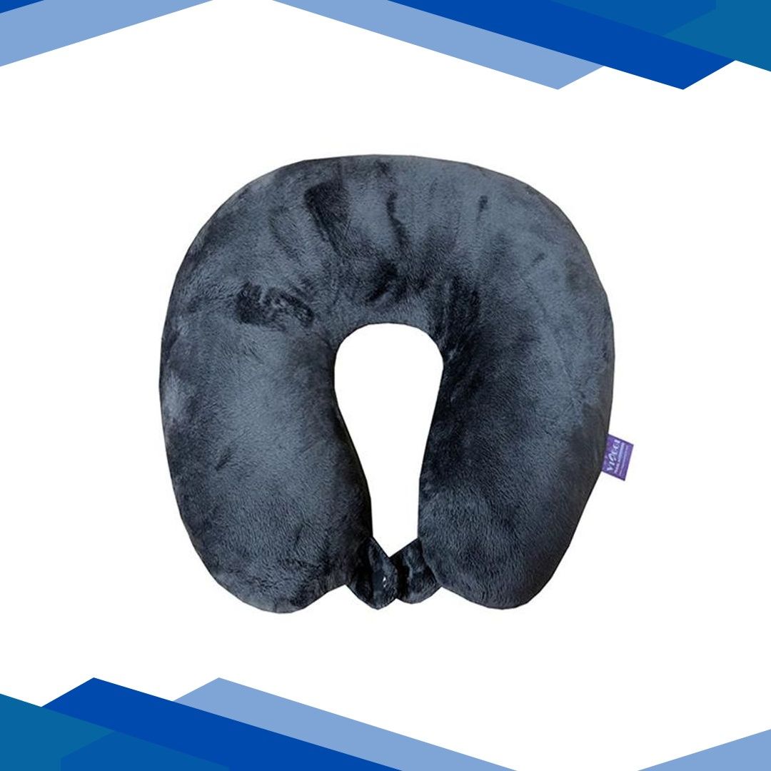VIAGGI Microbead Travel Neck Pillow with Fleece – Gray